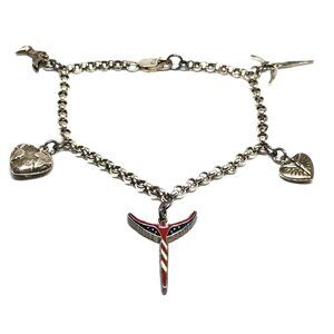 STEVEN LAVAGGI Sterling Silver American Angel Patriotic CHARM Bracelet 925